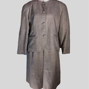 VINTAGE 1980's Gray Light Academia Career 2-Piece Skirt Suit - Women's 12